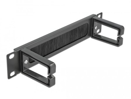 Delock Cable Management Brush Strip with 2 hooks - styringspanel for rackkabler med børste - 1U - 10"