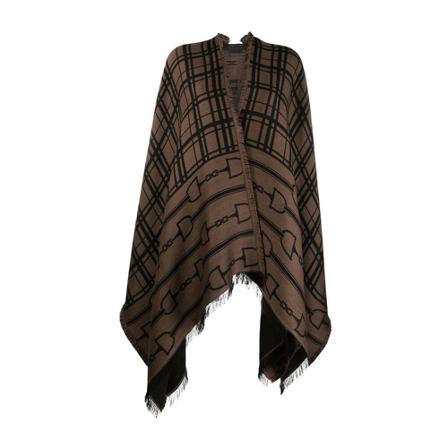 Elisabetta Franchi Poncho , Bruin , Dames , Maat: ONE Size Poncho's