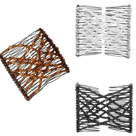 3 stk elegante dobbelklemmer hårkam med krystallperler hårkam DIY elastiske hårtilbehør kammer for kvinner og jenter