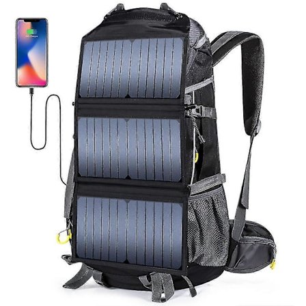 Stor Ryggsäck med Solpanel Solenergi Vandringsryggsäck, 20W solladdningseffektivitet, 78L stor ryggsäckskapacitet
