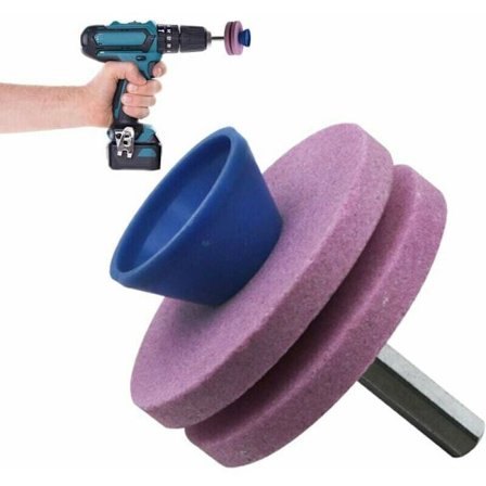 Ruohonleikkurin terän teroitin, teroituskiekko puutarhatyökaluille, ruohonleikkurin työkalun varaosateroitin (pinkki)