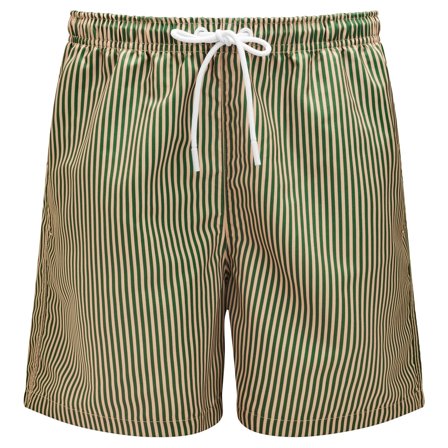 Beige- og Grønn Stripete Badeshorts for menn - Badeshorts