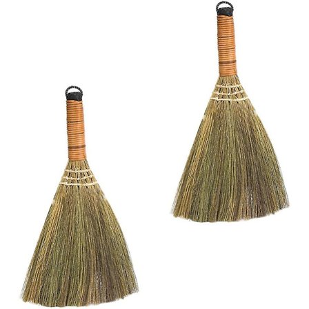 2 stk halmbørste, hagekost, feiekost, håndlaget naturlig bambuskost, støvkost