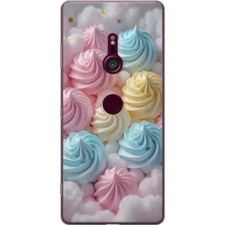 Kompatibelt Mobilskal till Sony Sony Xperia XZ3 Pastell marängmotiv - fluffiga bakelser i rosa, blått och gult, söt design för godisälskare och f