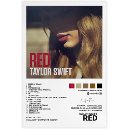 Pop-sångare Canvas Poster för Taylor Swift För Rum Estetisk Canvas Väggkonst Sovrum RED 30*40cm