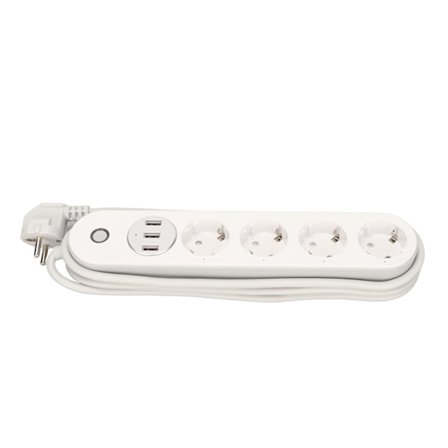 Smart WiFi-stikkontakt 4 AC-stikkontakter 3 USB-porte Stikkontaktliste til hjemmet EU-stik 100‐240V