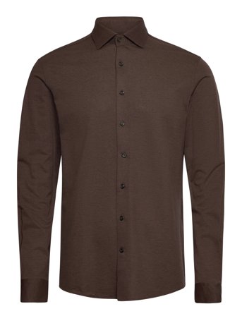 Piqué Knitted Shirt L/S Brown Lindbergh Black