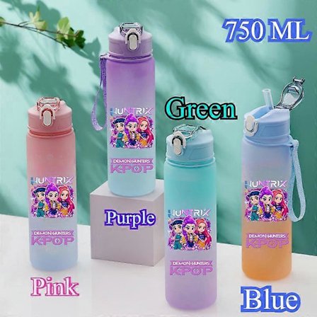 750ML KPop Demon Hunters Gradient Vandflaske - HUNTR/X Rumi Mira Zoey Jinu Børnegave, Bærbar Drikkeflaske