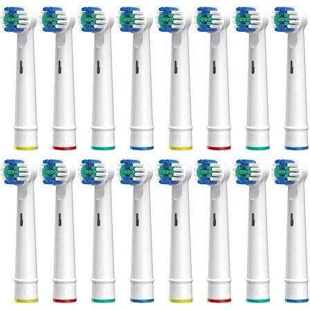 16-pak Udskiftningsbørstehoveder til elektrisk tandbørste, kompatible med Oral B elektriske tandbørster, bløde børstehår, hvid, 16 stk.