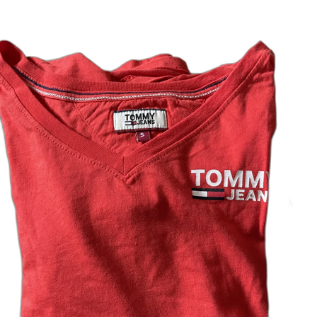 Röd Tommy Jeans T-shirt, V-ringad