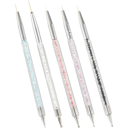 Dubbelsidiga prickverktyg - 5 st Nagelkonst Liner Penslar för Manikyr Borr Ritning