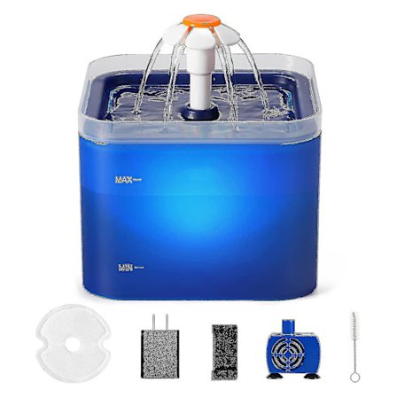 Katt Vannfontene Med LED Lys 67oz/2.0l Ultra Stille Katt Drikkfontene Med Filter Automatisk-liuyue