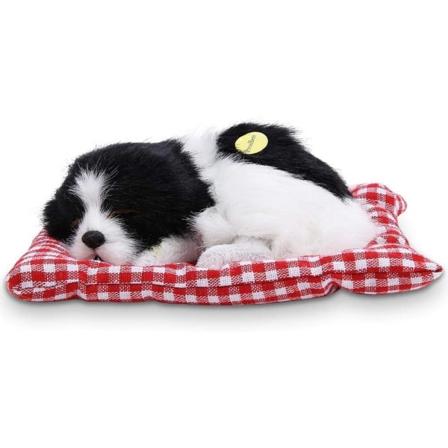 Galaxy Barn Lovely Simulation Animal Doll Plysch sovende hunde med lyd til børn (sort-hvid)