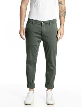 Replay Zeumar Trousers Slim Hyperchino Color Xlite - Khaki green - 32 x 34