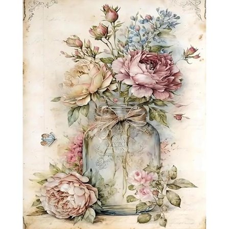 Diamond Art Kits til voksne, Vintage Boho Diamantmaleri DIY Blomst Diamant Art Diamantmaleri Kit til voksne, Runde Fuld Drill Diamanter, 