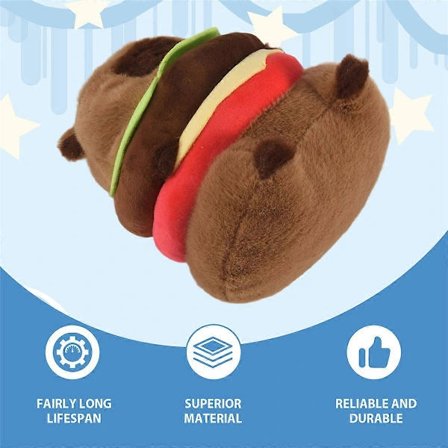 Realistisk Capybara Burger Plysch, Søt Capybara Kosedyrpute Plyschleketøy, Myk Hamburger Foo Som Vist