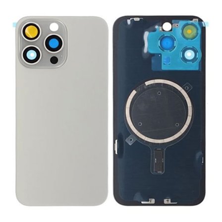 iPhone 15 Pro Max Baksida Glas med Magsafe Magnet med tejp - Titanium