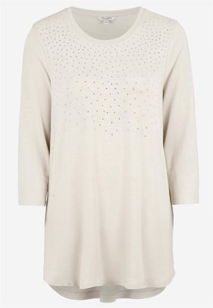 Cellbes of Sweden - Jerseytunika med rhinstensdetaljer i lys beige til damer i størrelse 34/36