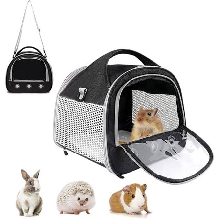 Lille Dyretransporttaske med Madras - Marsvin Rejsetaske med Rem - Bærbar Åndbar Kanintransporttaske - Udendørs Dyretaske til Frækk, Kanin, Pindsvin