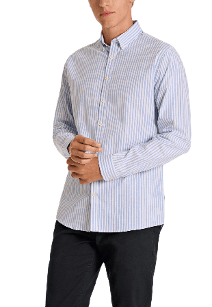 Lindbergh Striped Superflex Oxford L/S Skjortor Herr Blå L