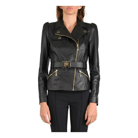 Elisabetta Franchi, Elisabetta Franchi leather jacket Zwart, Heren, Maat:S,leer