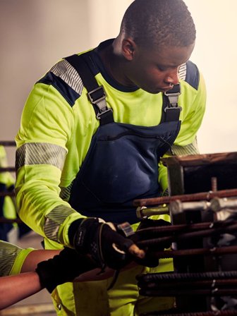 Fristads Herr Varsel Långärmad T-shirt 7724 THV, klass 3, Varsel Gul/Marinblå