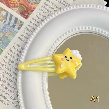 e Milky Yellow Star Moon Snap Hiusklipsit Tytöt Y2k BB Clip Hiukset A1