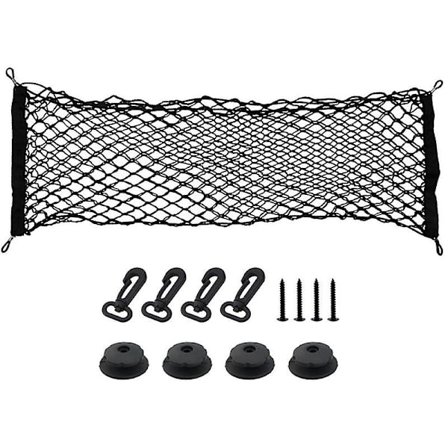 Oppbevaringsnett for bil, supersterkt lastenett i nylon, elastisk, universelt, med kroker