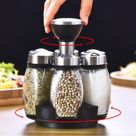 Krydderier Roterende Glas Cruet Krydderi Pot