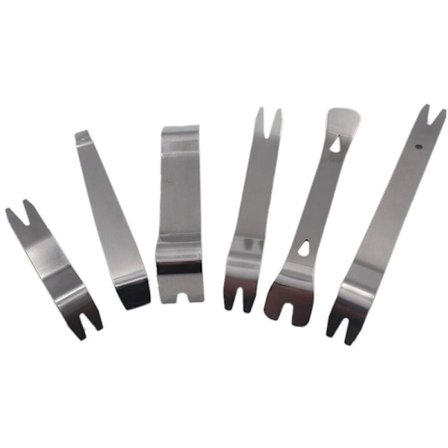 6 st/set Silver rostfritt stål bilradio borttagningsverktyg panelklämma bilstereo demontera bändverktyg