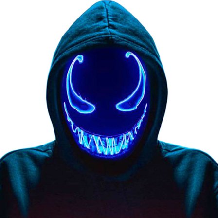 Paris_LED-maske til Halloween, Purge-maske med 3 lystilstande, Lysende Halloween-maske til mænd, kvinder og børn, blå