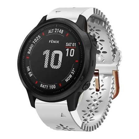 För Garmin Fenix ​​6s Pro 20mm Lady's Silicone Watch Band med spetsstans