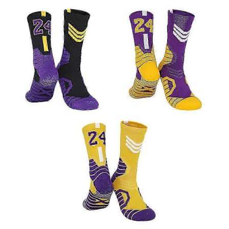 Basketball Sokker, 3-pakning Polstrede Sportssokker Crew Sokker for Menn og Kvinner