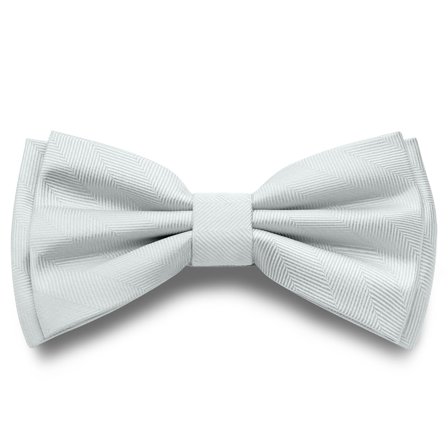 Srebrzysta wstępnie zawiązana muszka w jodełkę dla mężczyzn - Muszki gotowe do noszenia