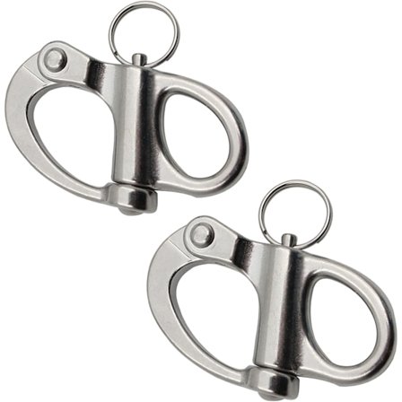 2 Stycken Snabbfäste i Rostfritt Stål Fjäderfäste Rostfritt Stål Klätterfäste Rostfritt Stål Vridbart Fäste med Rund Ring för Marinbåt
