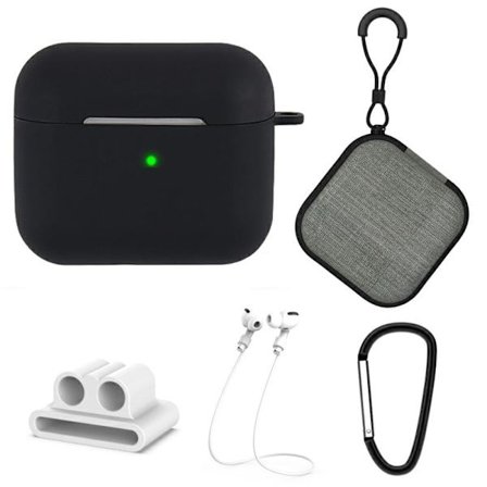 5 kpl AirPods 3 silikonikotelo tarvikkeineen - Musta