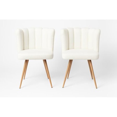 Sæt med 2 Ariel Stole i Hvid Boucle Stof - Design Stol
