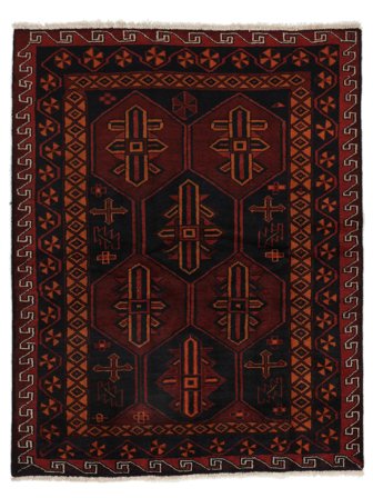 Lori Teppich Handgeknüpft 158X201 Schwarz/Dunkelrot Persien