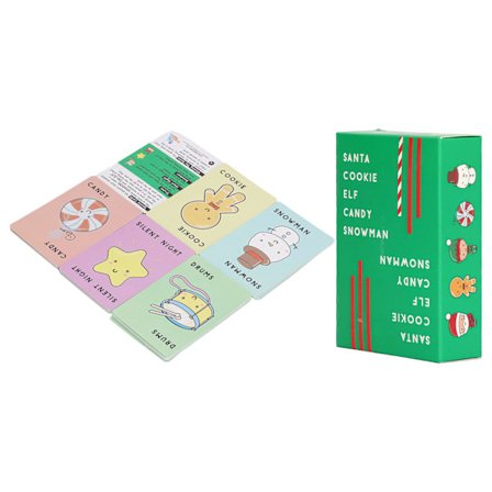 Klassiske kortspill Party kortspill Interaktivt familiekortspill Inkluderer Santa Elf Candy Snowman