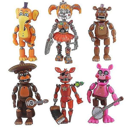 5 st Five Nights At Freddys Actionfigurer Leksak Security Breach Series Glamrock Foxy Bonnie Fazbear Pvc Docka Fnaf För Barn Gåva Db 6pcs A