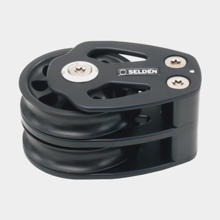 Blok pokładowy Seldén PBB 100, montowany na pokładzie, łożysko ślizgowe, podwójny, pasuje do lin Ø16 - 20 mm - Jachtowa