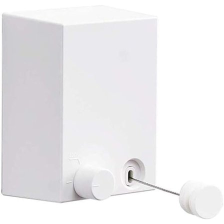 Indendørs, udtrækkelig tøjsnor, vægmonteret vasketøjstørrestativ med ståltov uden boring og selvklæbende (hvid)