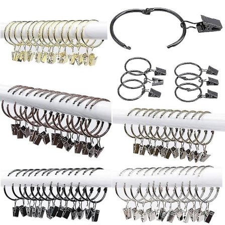 40 stk Gardinringer Gardin Klips Stang 38mm Dusj Metall