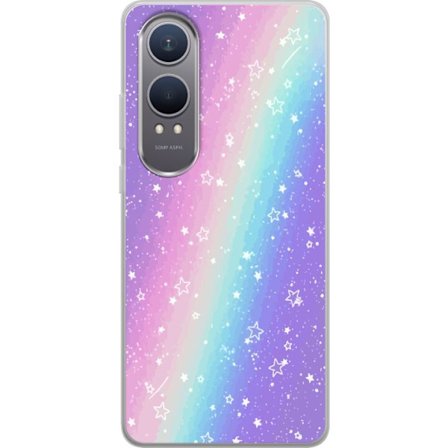 Kompatibelt Mobildeksel til OnePlus Nord CE4 Lite Rainbow-farget pastellbakgrunn med hvite stjerner og gnistrende prikker i myk overgang