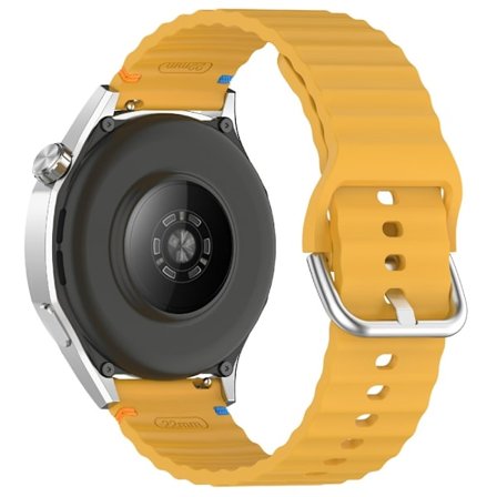 Klockarmband 22 mm Silikon Wave Design Gul
