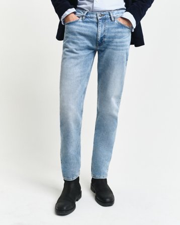 GANT Herren Slim Fit Jeans (38/30) Hellblau