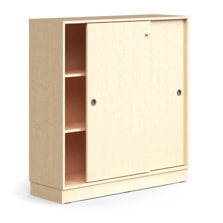 Schiebetürenschrank QBUS, abschließbar, 1257x1200x400 mm, Birke