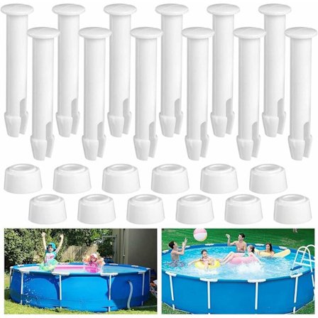 12-pakning med reservedeler til svømmebasseng, plastbassengtetninger, plastbassengtetningspinner, bassengrammepinne, reservedeler til basseng, hvite