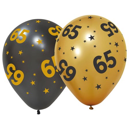 Latexballonger med Stjärnor & Siffran 65 6-pack