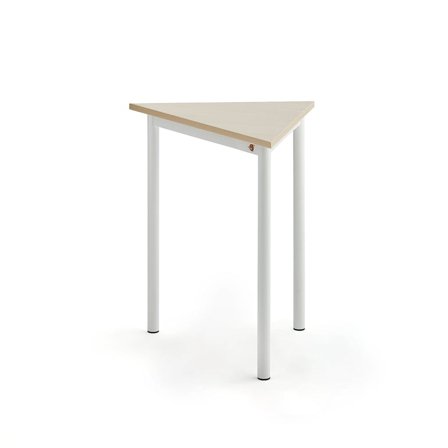 Table SONITUS TRIANGEL, 700x600x720 mm, birch high pressure laminate, white